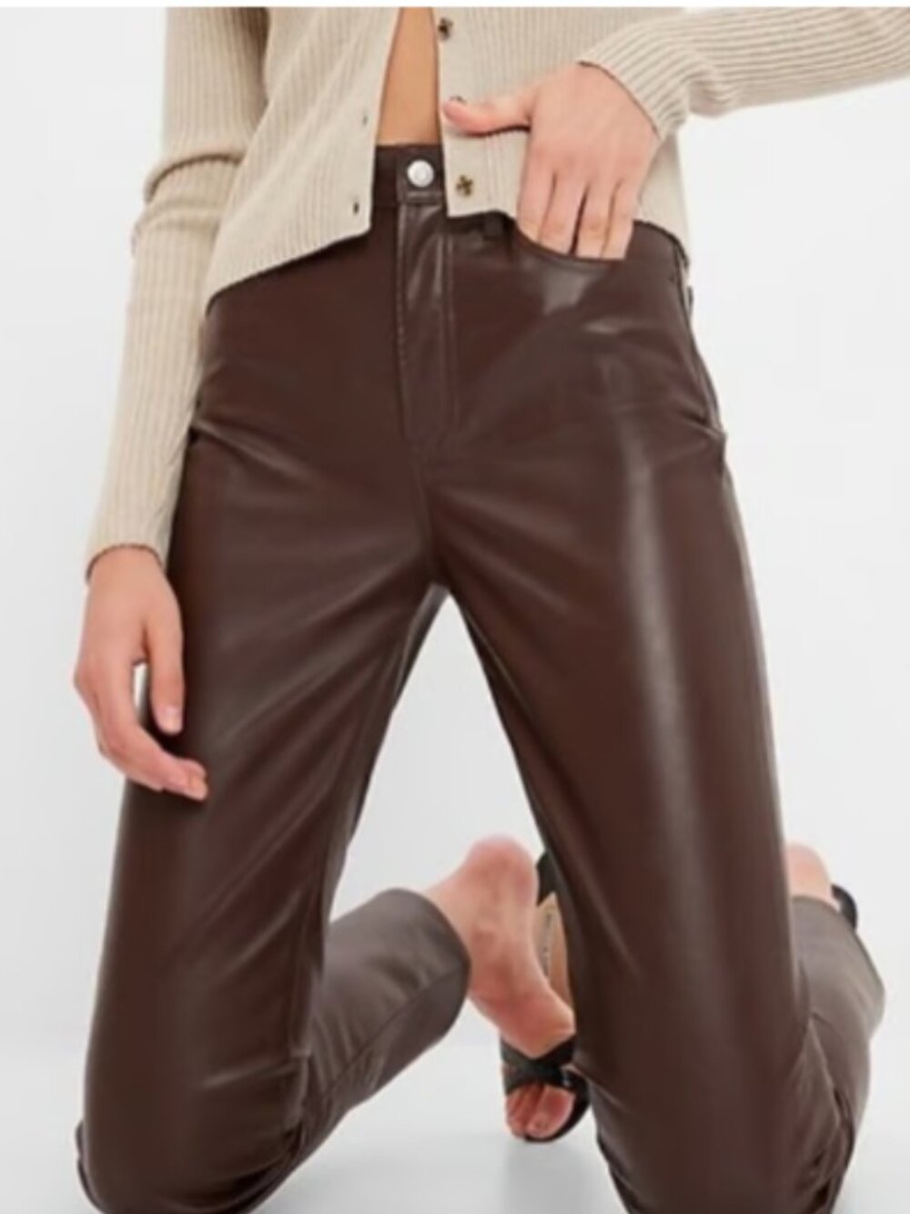 GAP Vintage Slim High Rise Vegan Leather Jean in Espresso